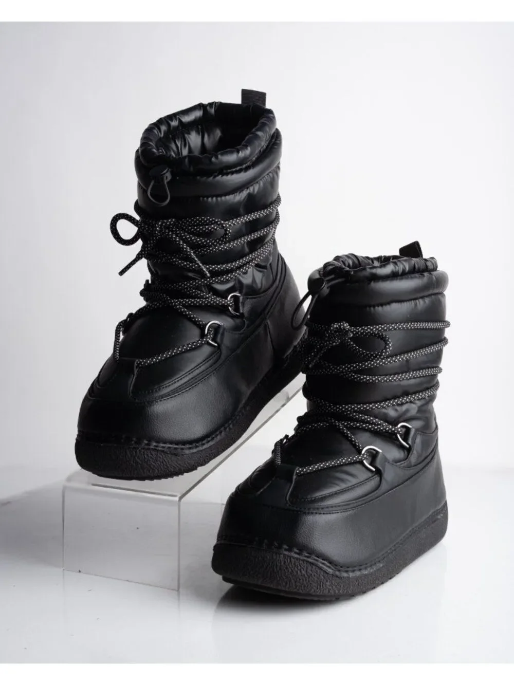 Zara Womens Boots Quilted Ankle Ski Collection black US 6.5 EU 37 New 2700/410